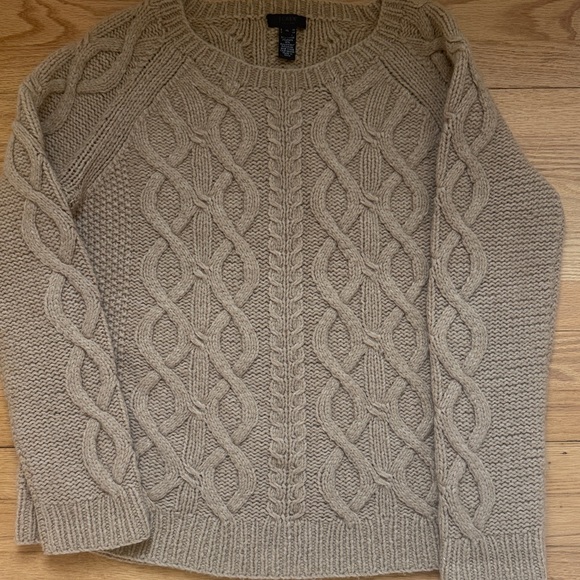 J CREW COLLECTION Carmel Tan chunky cable sweater Size XL EUC! - Picture 2 of 7